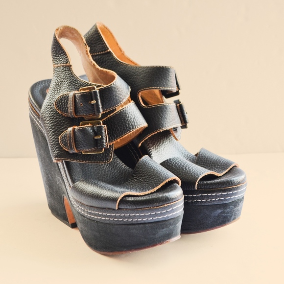 Anthropologie Shoes - Gee WaWa Anthropology Wedge Black Sandals